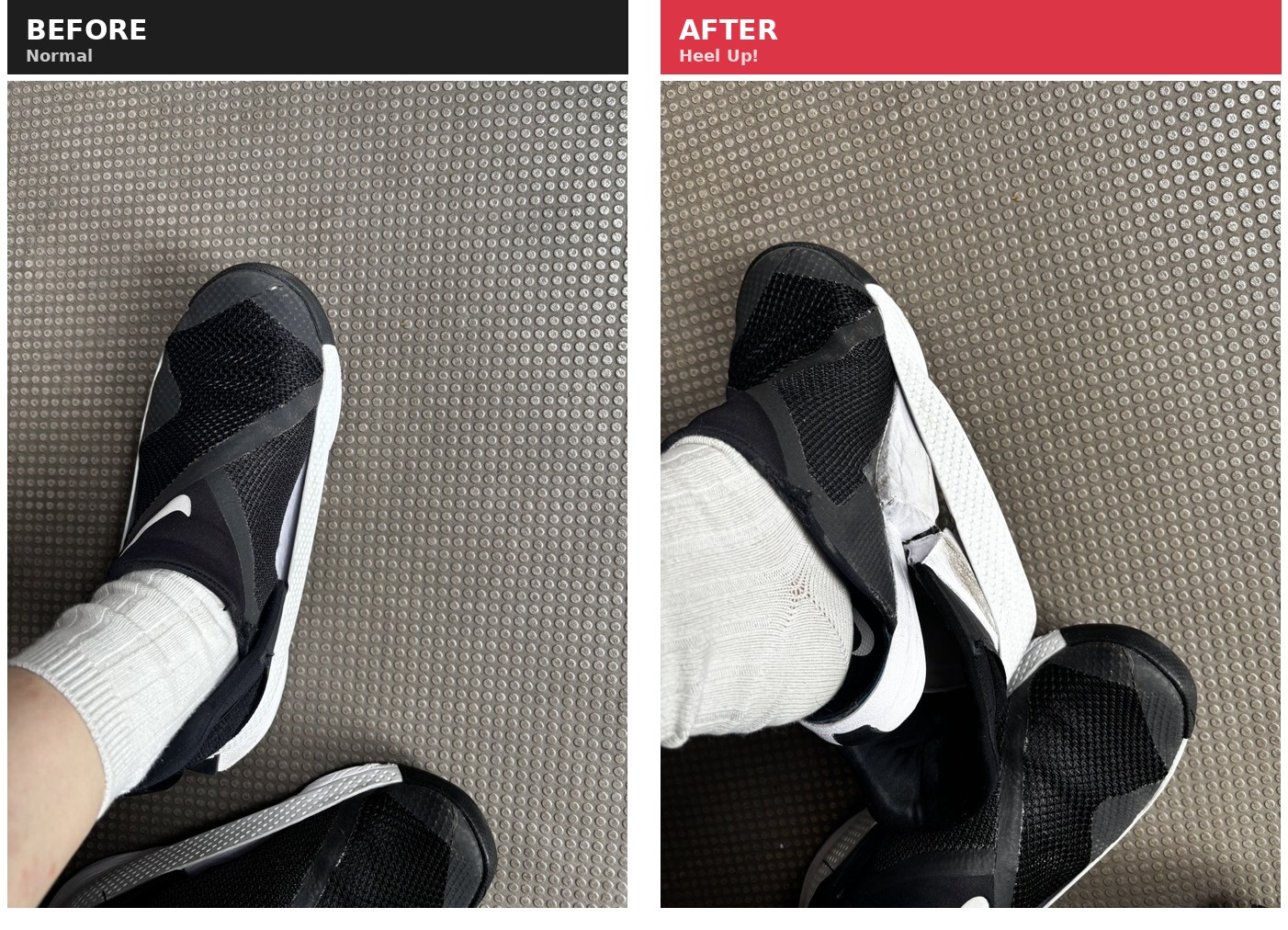 NIKEゴーフライイーズ 通常時と踵を上げた時の比較